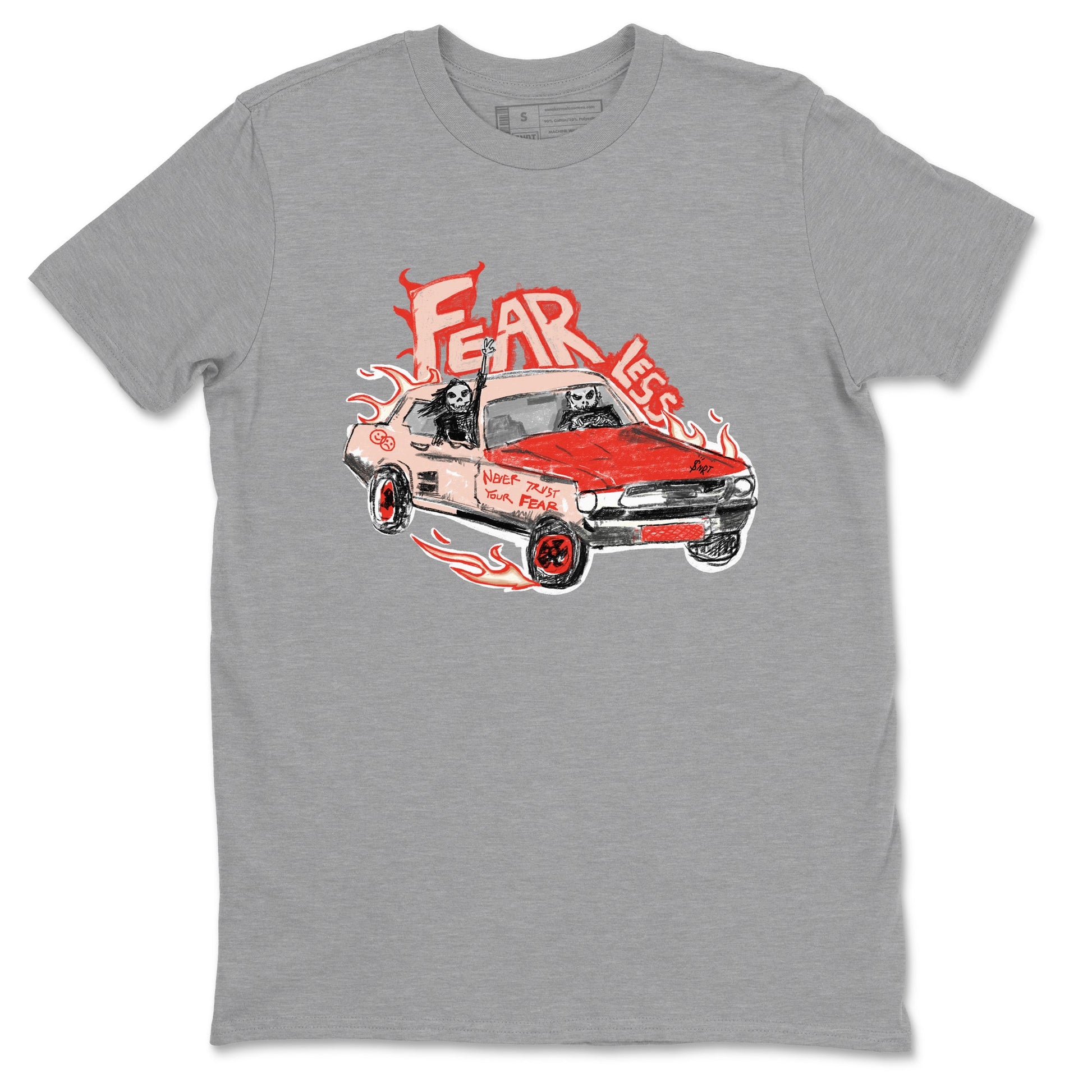 13s Dune Red shirts to match jordans Fearless Car sneaker match tees Air Jordan 13 Dune Red SNRT Sneaker Tees streetwear brand Heather Grey 2 unisex cotton tee