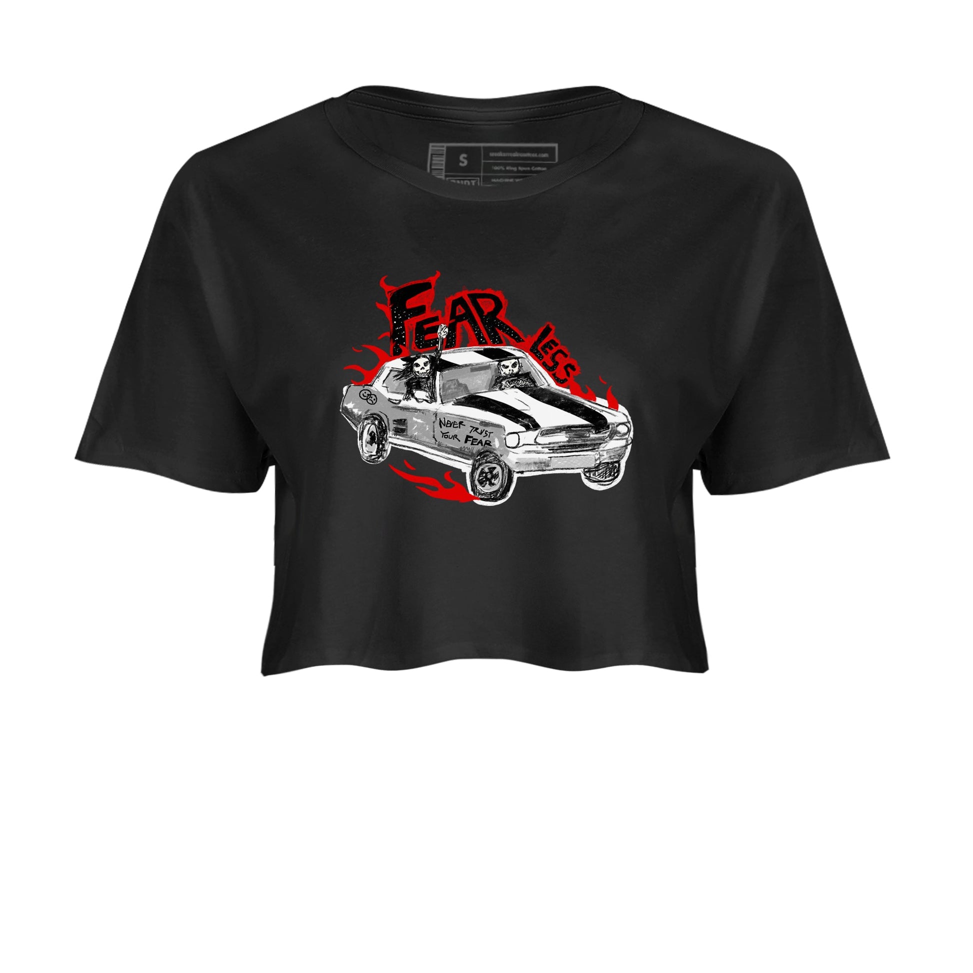 14s Black Toe t shirts to match sneakers Fearless Car sneaker match tees Air Jordan 14 Black Toe shirt SNRT Sneaker Tees unisex cotton Black 2 crop tee