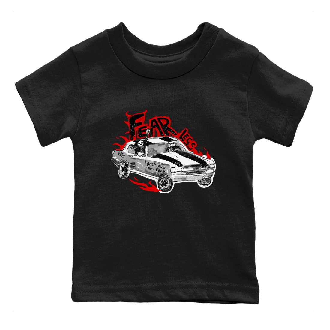 14s Black Toe t shirts to match sneakers Fearless Car sneaker match tees Air Jordan 14 Black Toe shirt SNRT Sneaker Tees Youth Baby Black 2 tee
