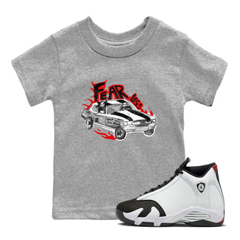 14s Black Toe t shirts to match sneakers Fearless Car sneaker match tees Air Jordan 14 Black Toe shirt SNRT Sneaker Tees Youth Baby Heather Grey 1 tee