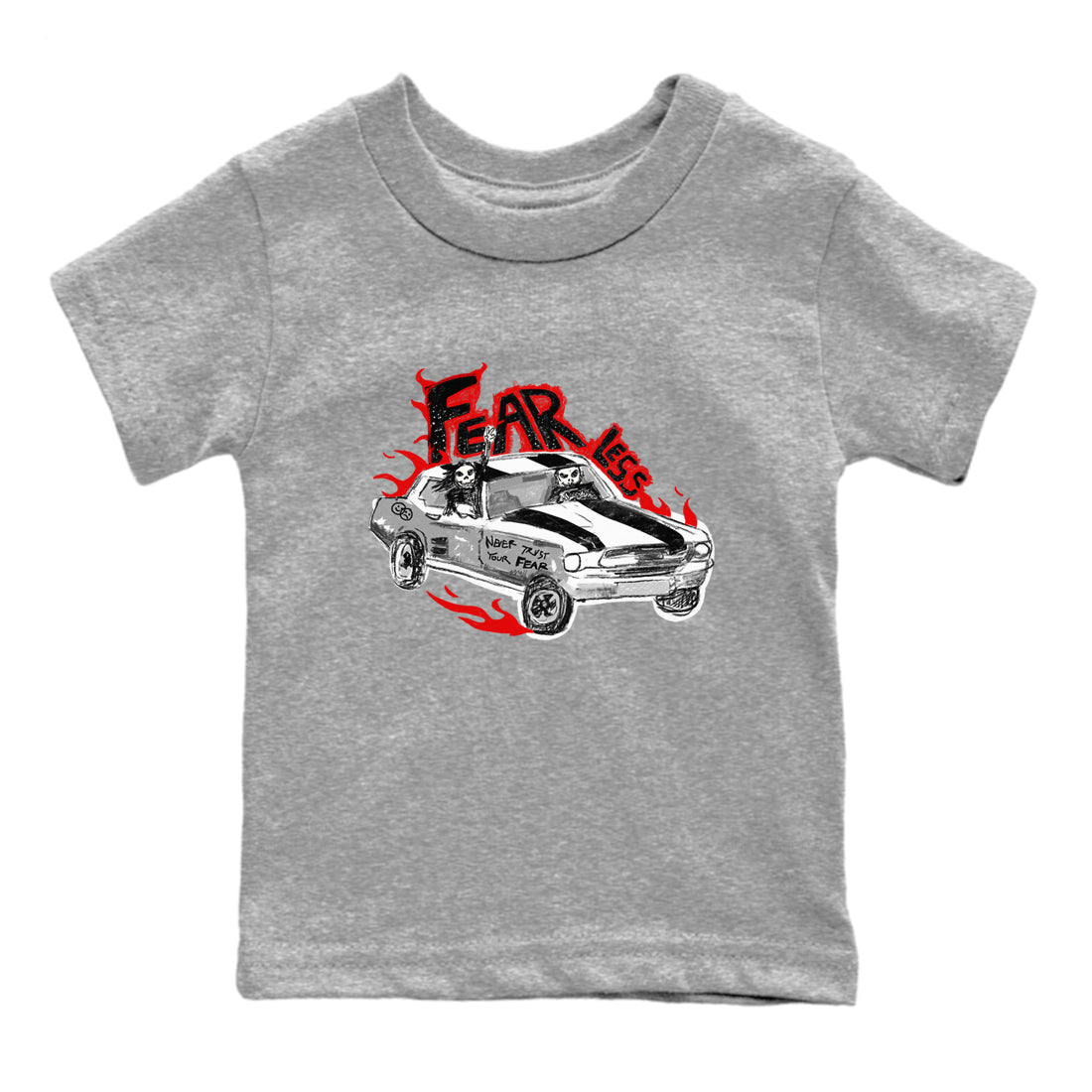 14s Black Toe t shirts to match sneakers Fearless Car sneaker match tees Air Jordan 14 Black Toe shirt SNRT Sneaker Tees Youth Baby Heather Grey 2 tee