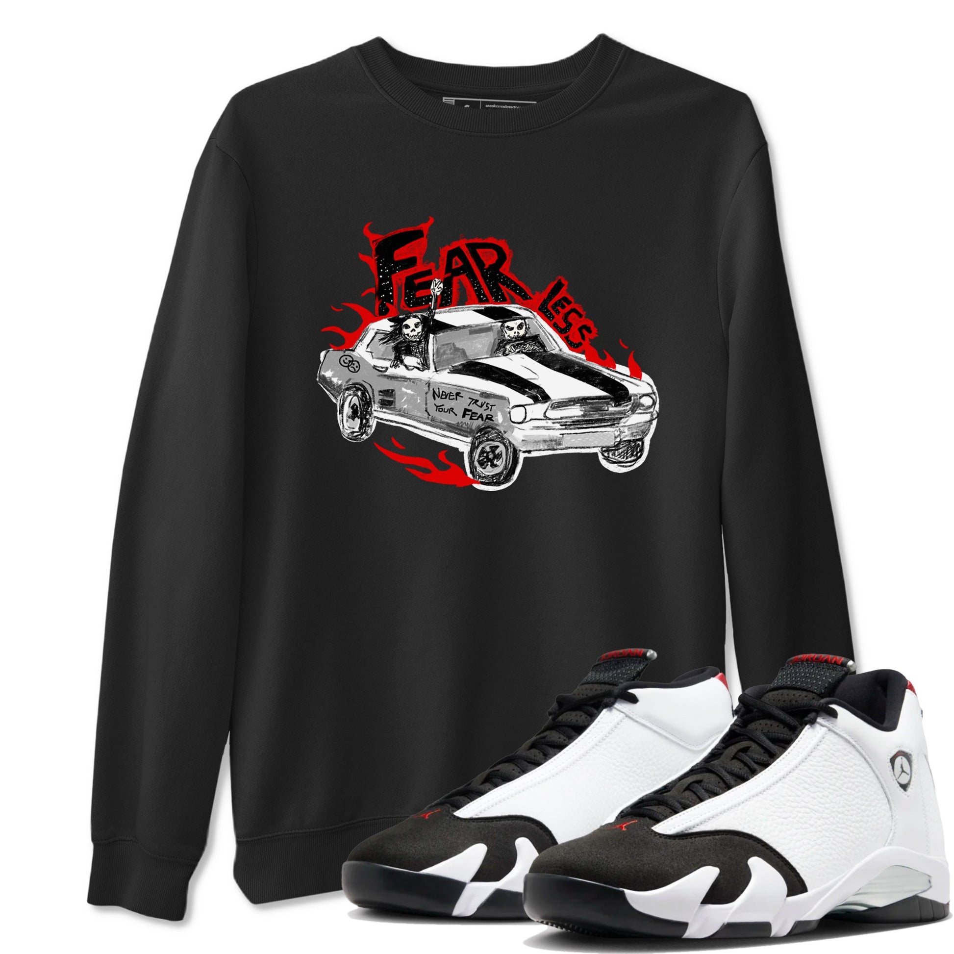 14s Black Toe t shirts to match sneakers Fearless Car sneaker match tees Air Jordan 14 Black Toe shirt SNRT Sneaker Tees unisex cotton Black 1 shirts
