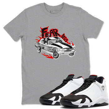 14s Black Toe t shirts to match sneakers Fearless Car sneaker match tees Air Jordan 14 Black Toe shirt SNRT Sneaker Tees unisex cotton Heather Grey 1 shirts