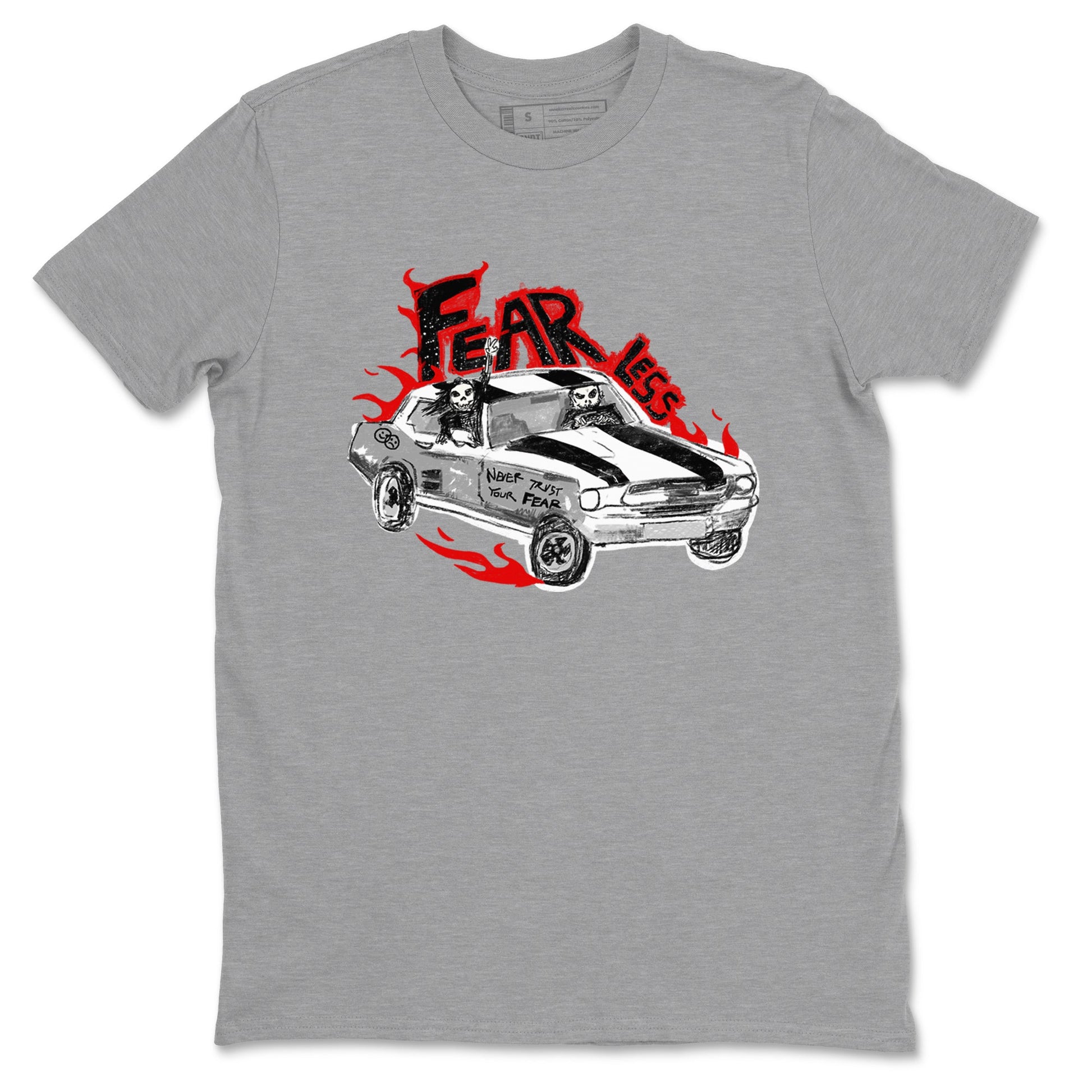 14s Black Toe t shirts to match sneakers Fearless Car sneaker match tees Air Jordan 14 Black Toe shirt SNRT Sneaker Tees unisex cotton Heather Grey 2 shirts