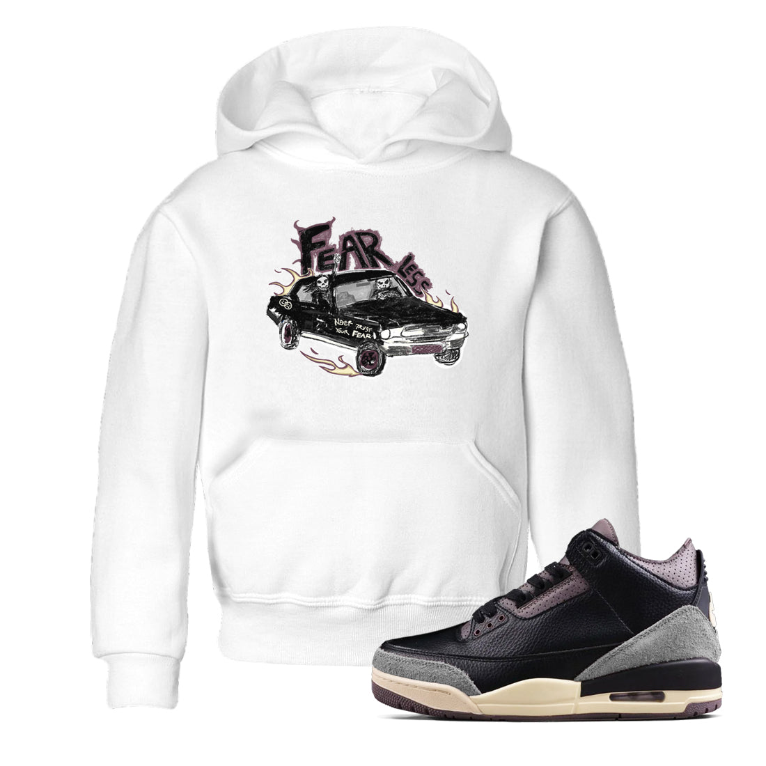 3s A Ma Maniere x Black shirts to match jordans Fearless Car sneaker match tees A Ma Maniere x Air Jordan 3 “Black” SNRT Sneaker Tees streetwear brand Baby and Youth White 1 cotton tee