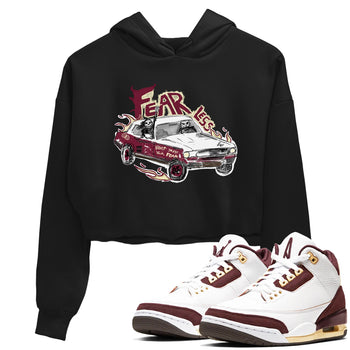 AJ3 A Ma Maniere x Burgundy Crush shirts to match jordans Fearless Car sneaker match tees A Ma Maniére x Air Jordan 3 "Burgundy Crush" SNRT Sneaker Tees streetwear brand Black 1 crop tee