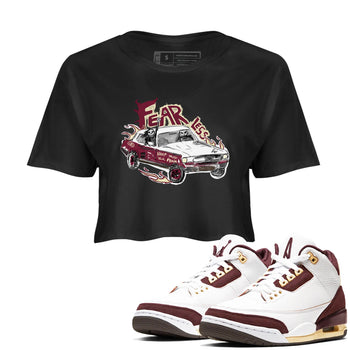 AJ3 A Ma Maniere x Burgundy Crush shirts to match jordans Fearless Car sneaker match tees A Ma Maniére x Air Jordan 3 "Burgundy Crush" SNRT Sneaker Tees streetwear brand Black 1 crop tee
