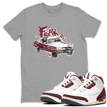 AJ3 A Ma Maniere x Burgundy Crush shirts to match jordans Fearless Car sneaker match tees A Ma Maniére x Air Jordan 3 "Burgundy Crush" SNRT Sneaker Tees streetwear brand Heather Grey 1 unisex cotton tee