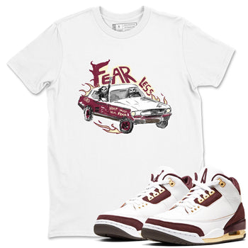AJ3 A Ma Maniere x Burgundy Crush shirts to match jordans Fearless Car sneaker match tees A Ma Maniére x Air Jordan 3 "Burgundy Crush" SNRT Sneaker Tees streetwear brand White 1 unisex cotton tee