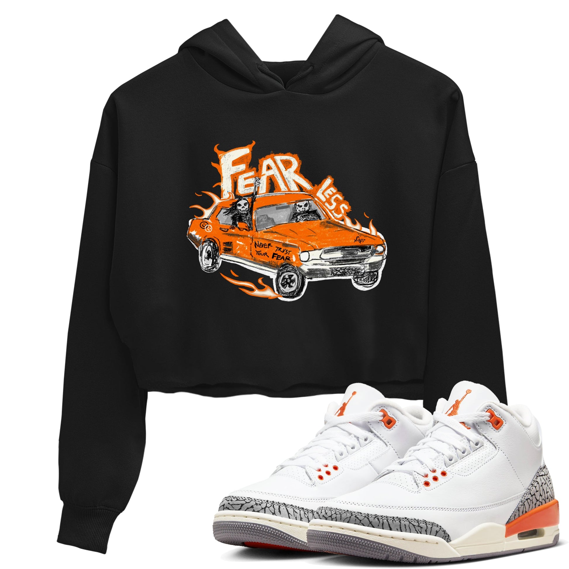 3s Georgia Peach shirt to match jordans Fearless Car sneaker tees Air Jordan 3 Georgia Peach SNRT Sneaker Release Tees Black 1 crop length shirt