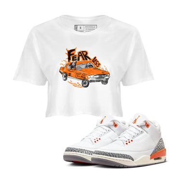 3s Georgia Peach shirt to match jordans Fearless Car sneaker tees Air Jordan 3 Georgia Peach SNRT Sneaker Release Tees White 1 crop length shirt