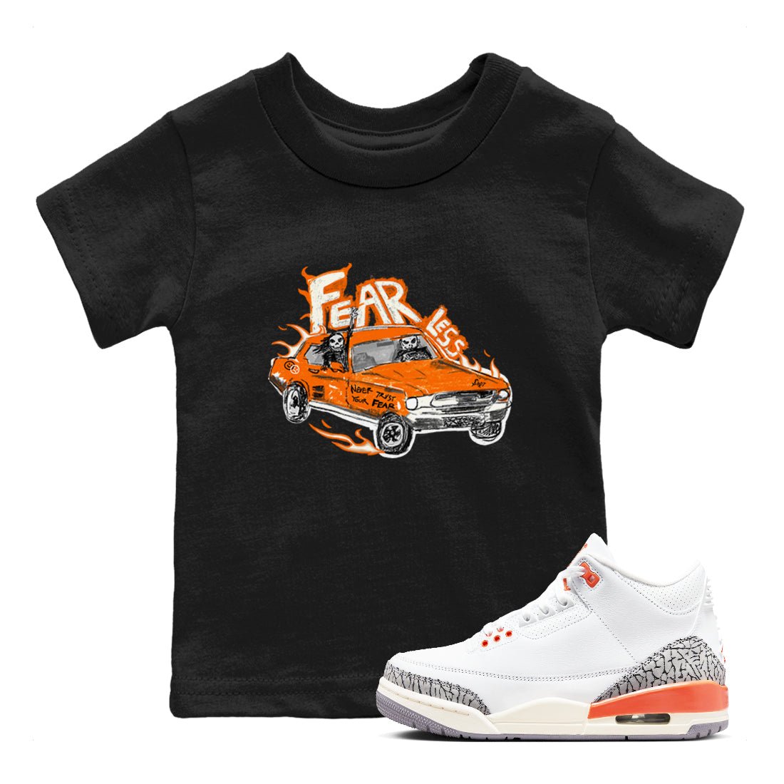 3s Georgia Peach shirt to match jordans Fearless Car sneaker tees Air Jordan 3 Georgia Peach SNRT sneaker release tees baby toddler Black 1 cotton Shirt