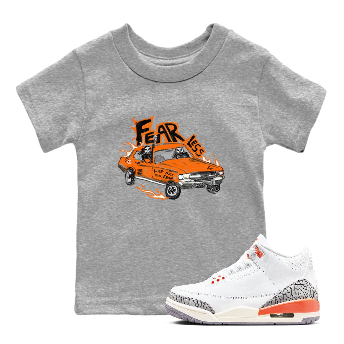 3s Georgia Peach shirt to match jordans Fearless Car sneaker tees Air Jordan 3 Georgia Peach SNRT sneaker release tees baby toddler Heather Grey 1 cotton Shirt