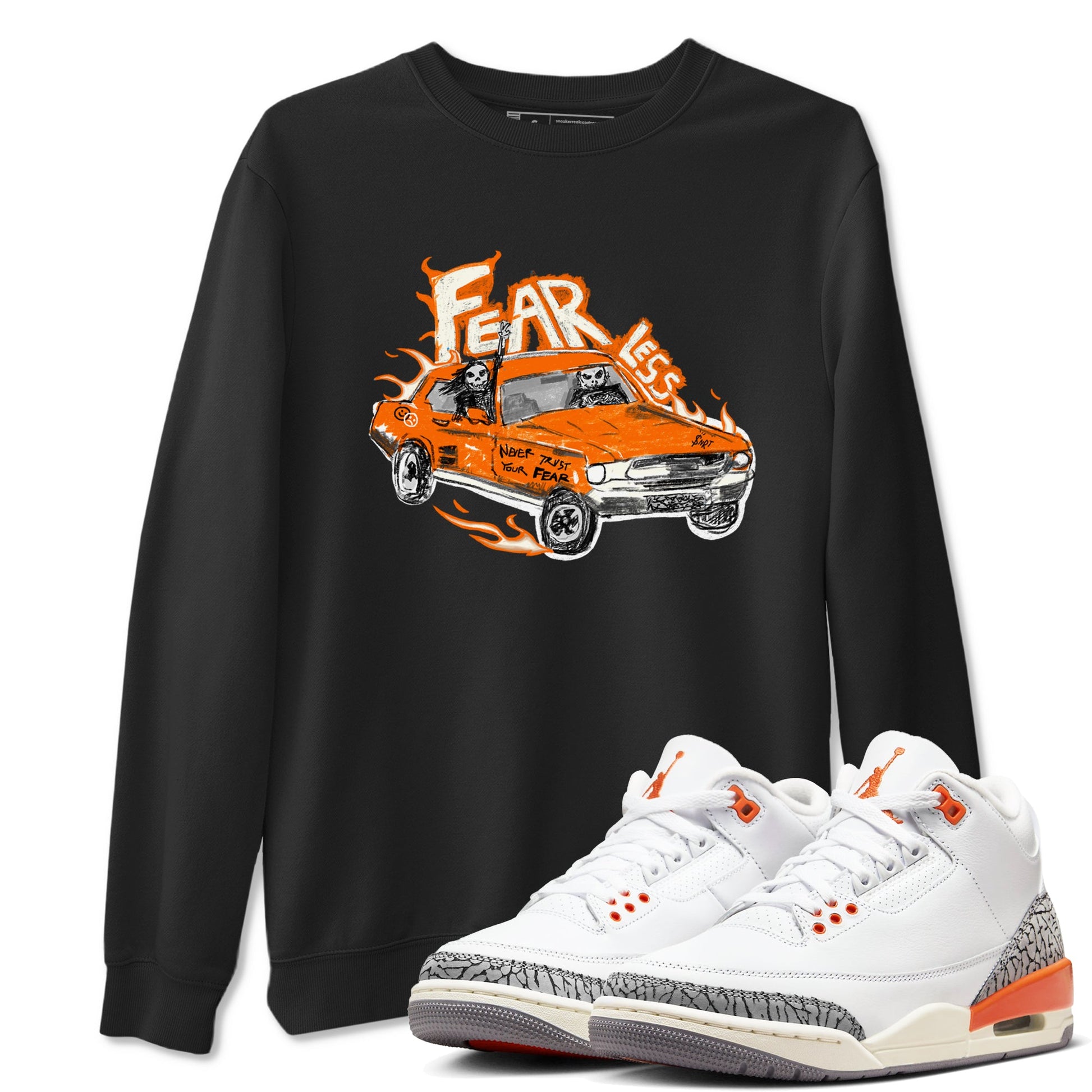 3s Georgia Peach shirt to match jordans Fearless Car sneaker tees Air Jordan 3 Georgia Peach SNRT Sneaker Release Tees unisex cotton Black 1 crew neck shirt