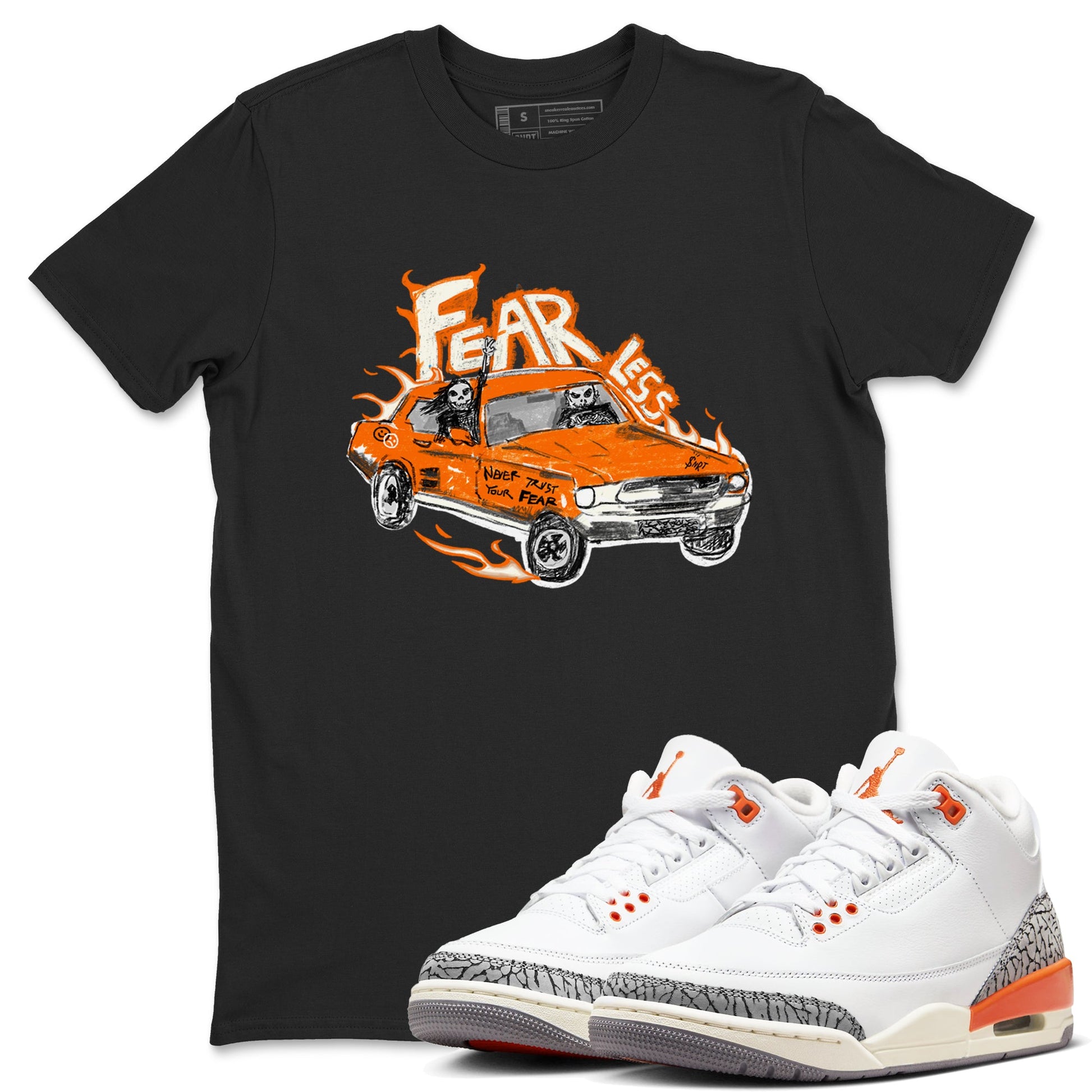 3s Georgia Peach shirt to match jordans Fearless Car sneaker tees Air Jordan 3 Georgia Peach SNRT Sneaker Release Tees unisex cotton Black 1 crew neck shirt