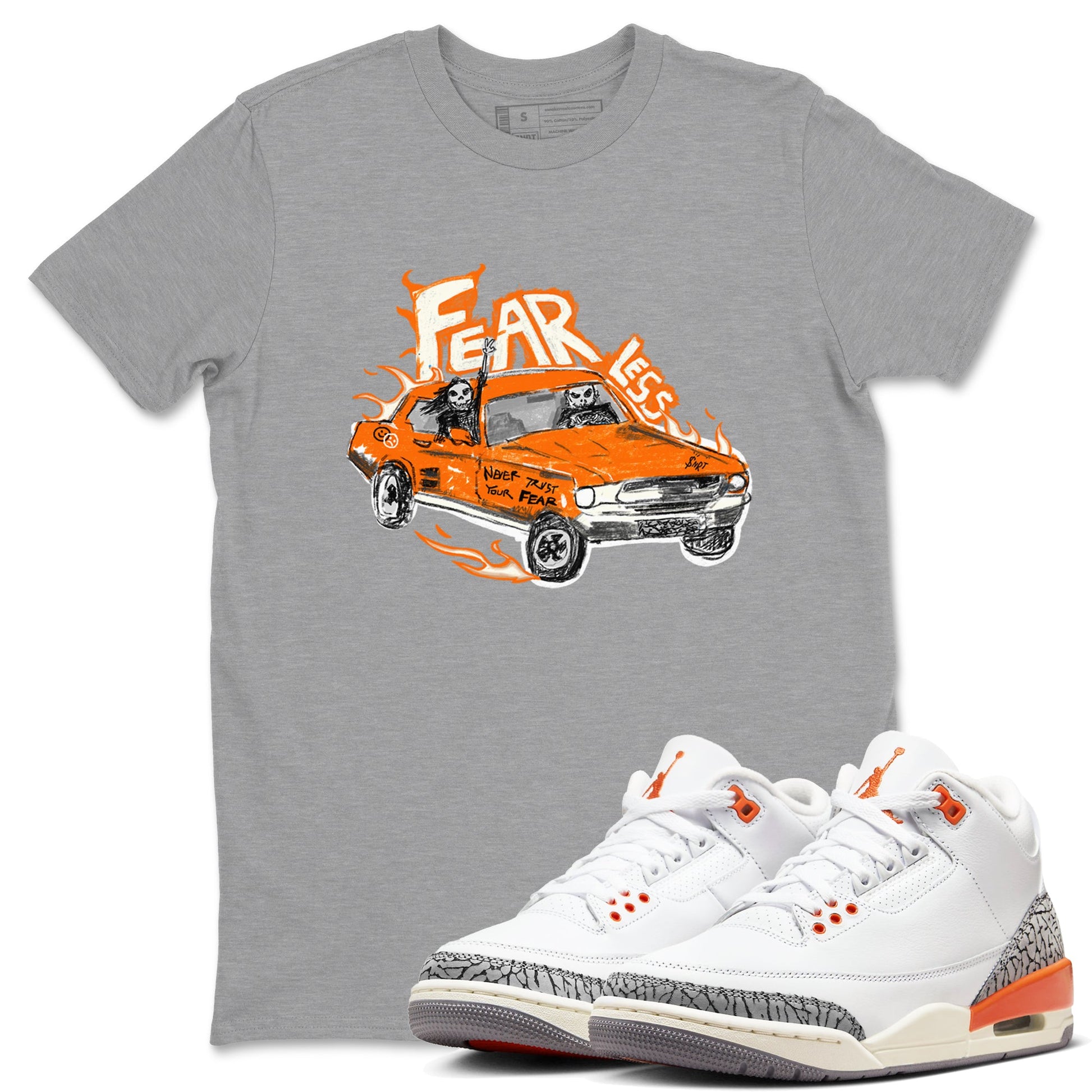 3s Georgia Peach shirt to match jordans Fearless Car sneaker tees Air Jordan 3 Georgia Peach SNRT Sneaker Release Tees unisex cotton Heather Grey 1 crew neck shirt