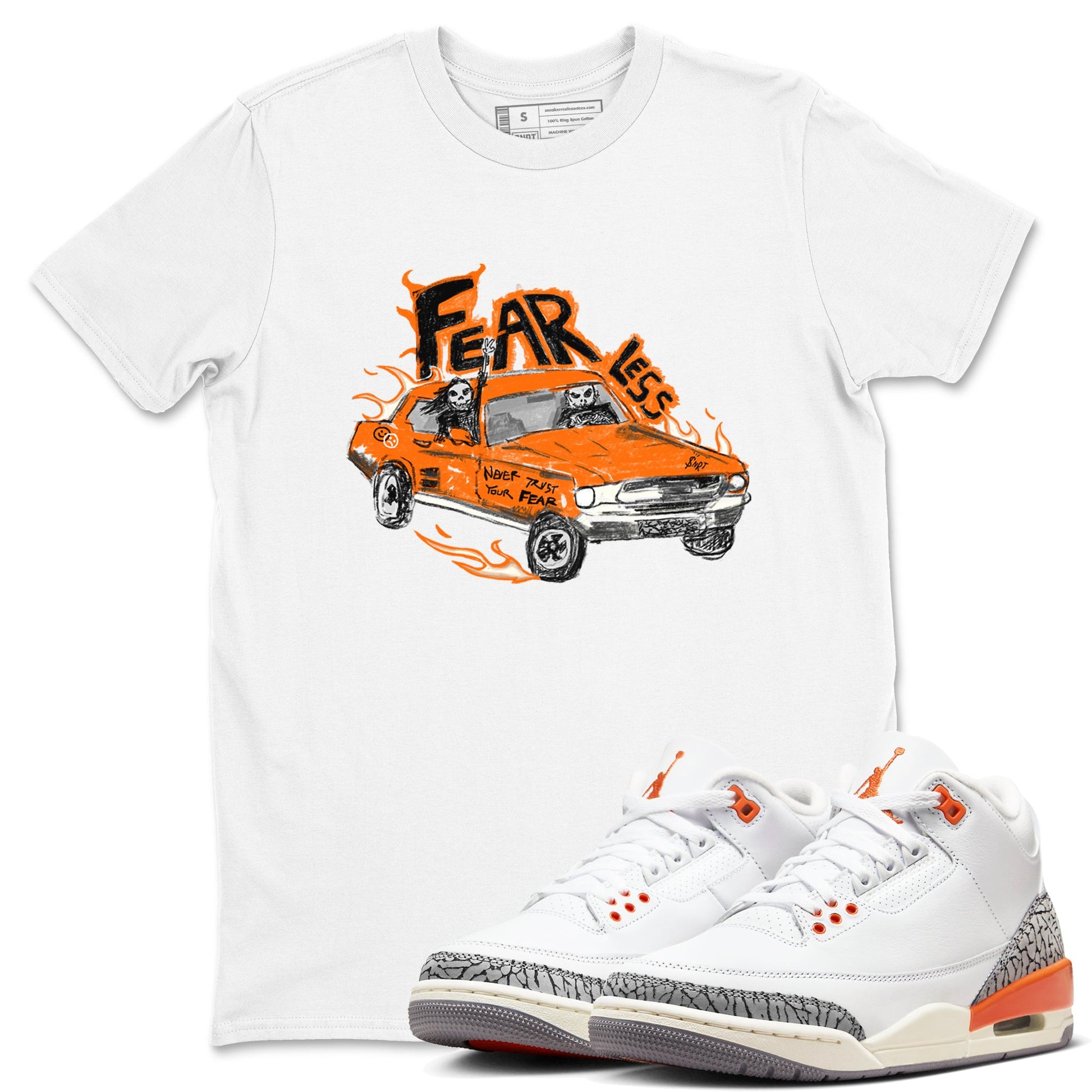 3s Georgia Peach shirt to match jordans Fearless Car sneaker tees Air Jordan 3 Georgia Peach SNRT Sneaker Release Tees unisex cotton White 1 crew neck shirt
