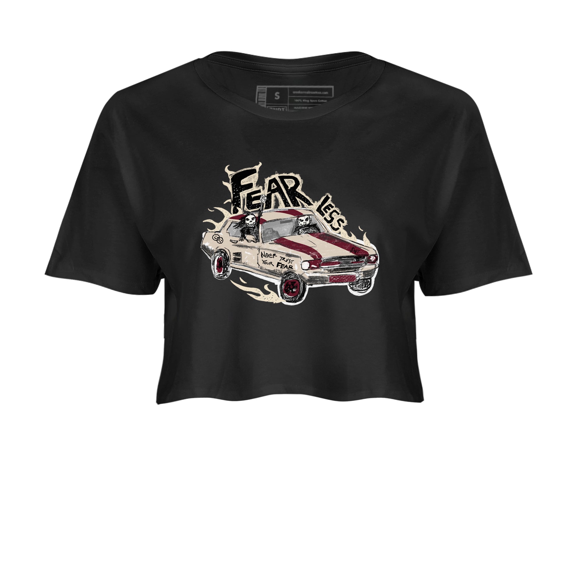 4s A Ma Maniere x Fossil Stone shirts to match jordans Fearless Car sneaker match tees 4s A Ma Maniere x Fossil Stone match shoes to clothes SNRT Sneaker Tees unisex cotton Black 2 crop tee