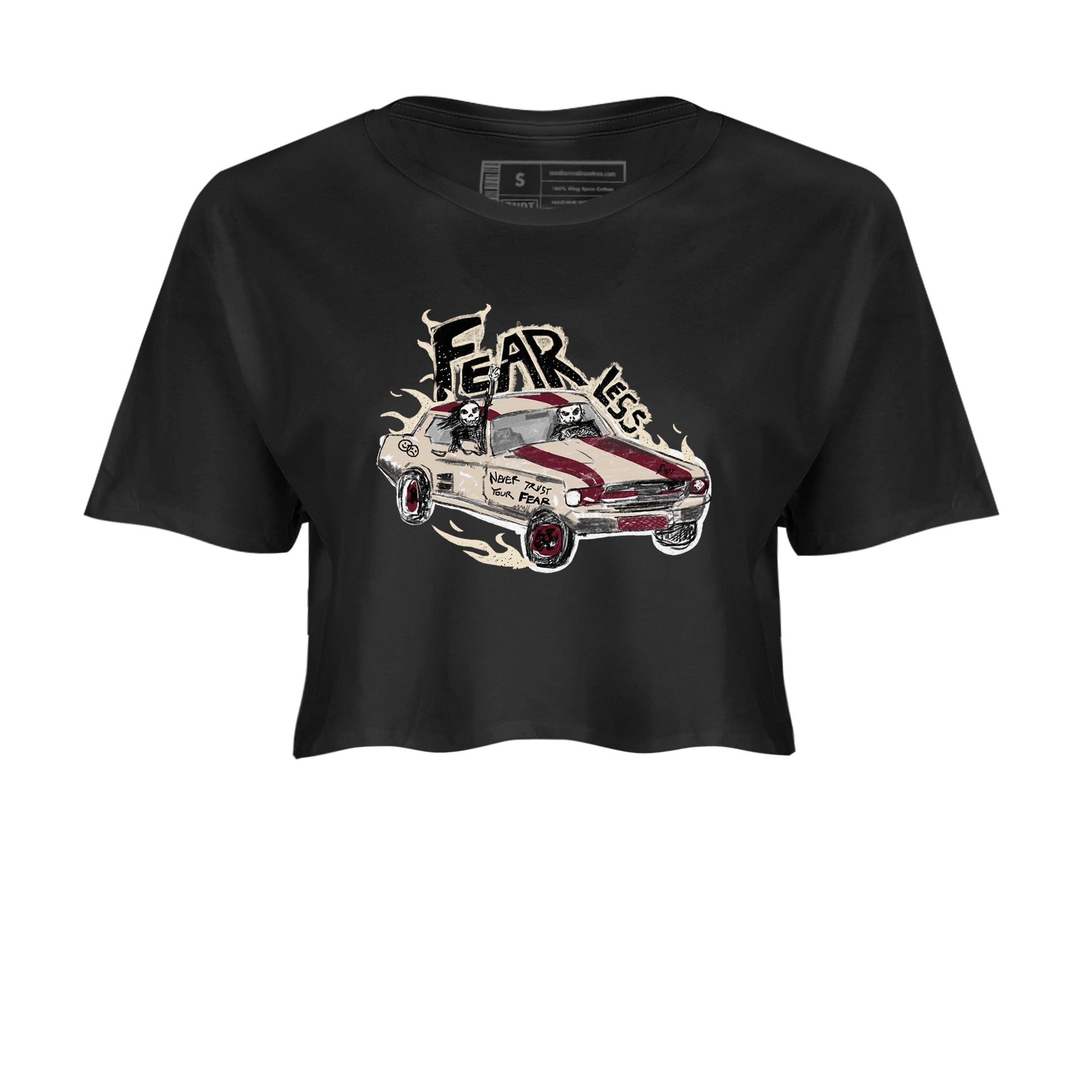 4s A Ma Maniere x Fossil Stone shirts to match jordans Fearless Car sneaker match tees 4s A Ma Maniere x Fossil Stone match shoes to clothes SNRT Sneaker Tees unisex cotton Black 2 crop tee