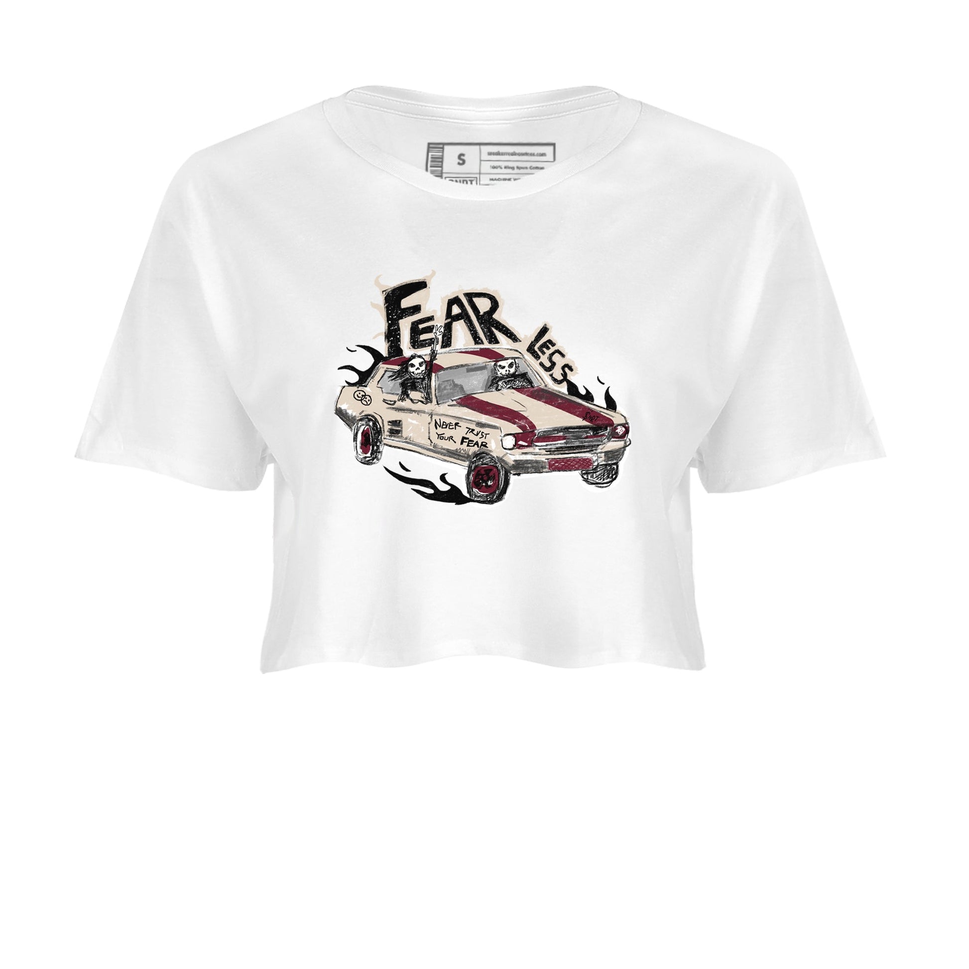 4s A Ma Maniere x Fossil Stone shirts to match jordans Fearless Car sneaker match tees 4s A Ma Maniere x Fossil Stone match shoes to clothes SNRT Sneaker Tees unisex cotton White 2 crop tee