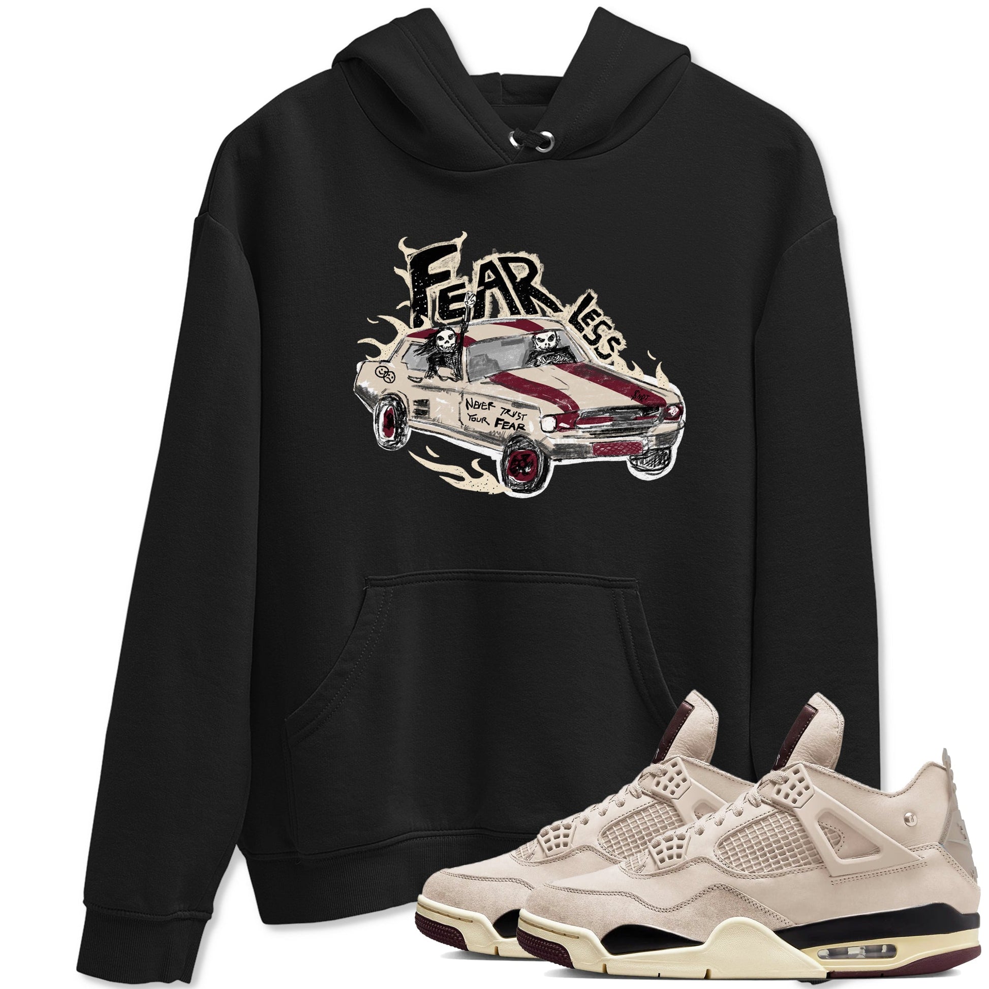 4s A Ma Maniere x Fossil Stone shirts to match jordans Fearless Car sneaker match tees 4s A Ma Maniere x Fossil Stone match shoes to clothes SNRT Sneaker Tees unisex cotton Black 1 shirts