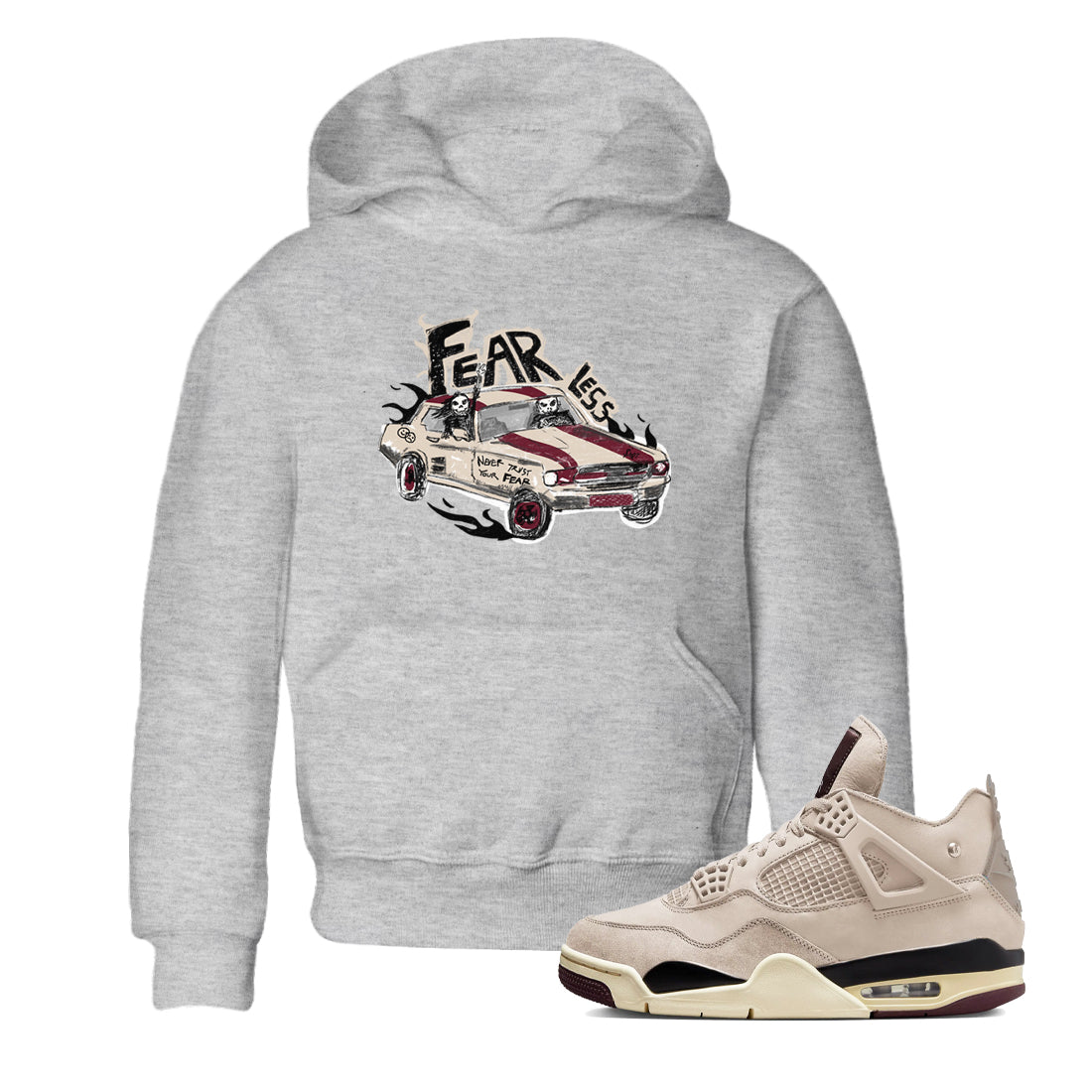 4s A Ma Maniere x Fossil Stone shirts to match jordans Fearless Car sneaker match tees 4s A Ma Maniere x Fossil Stone match shoes to clothes SNRT Sneaker Tees Youth Baby Heather Grey 1 tee