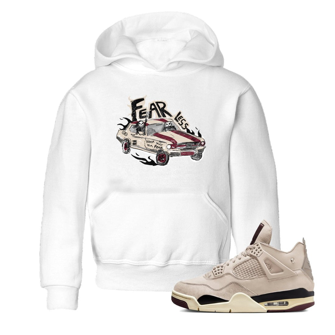 4s A Ma Maniere x Fossil Stone shirts to match jordans Fearless Car sneaker match tees 4s A Ma Maniere x Fossil Stone match shoes to clothes SNRT Sneaker Tees Youth Baby White 1 tee