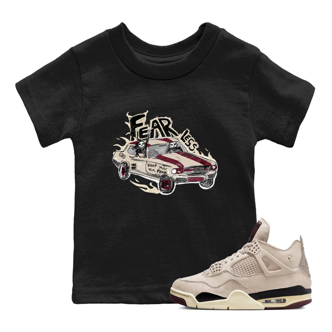 4s A Ma Maniere x Fossil Stone shirts to match jordans Fearless Car sneaker match tees 4s A Ma Maniere x Fossil Stone match shoes to clothes SNRT Sneaker Tees Youth Baby Black 1 tee