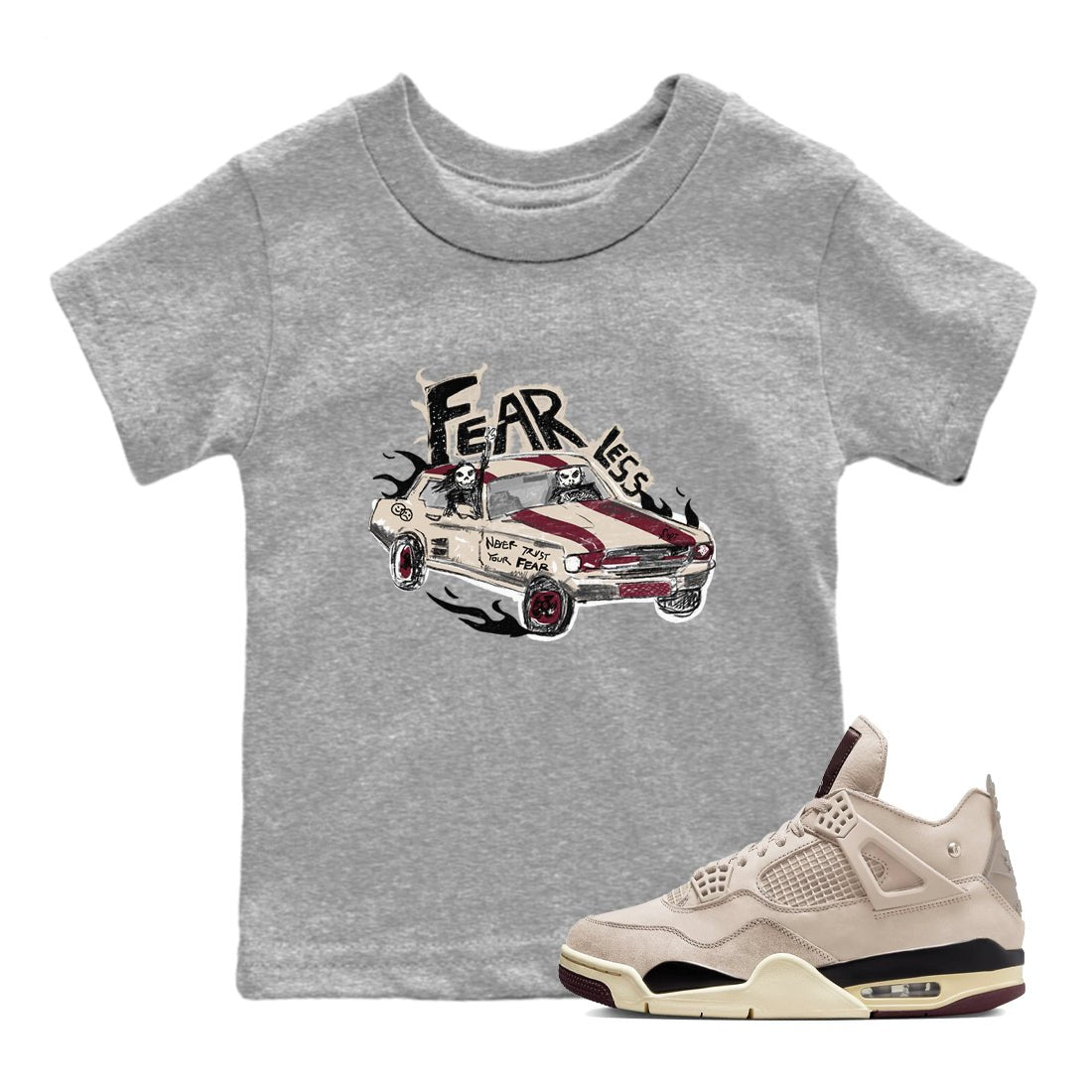 4s A Ma Maniere x Fossil Stone shirts to match jordans Fearless Car sneaker match tees 4s A Ma Maniere x Fossil Stone match shoes to clothes SNRT Sneaker Tees Youth Baby Heather Grey 1 tee