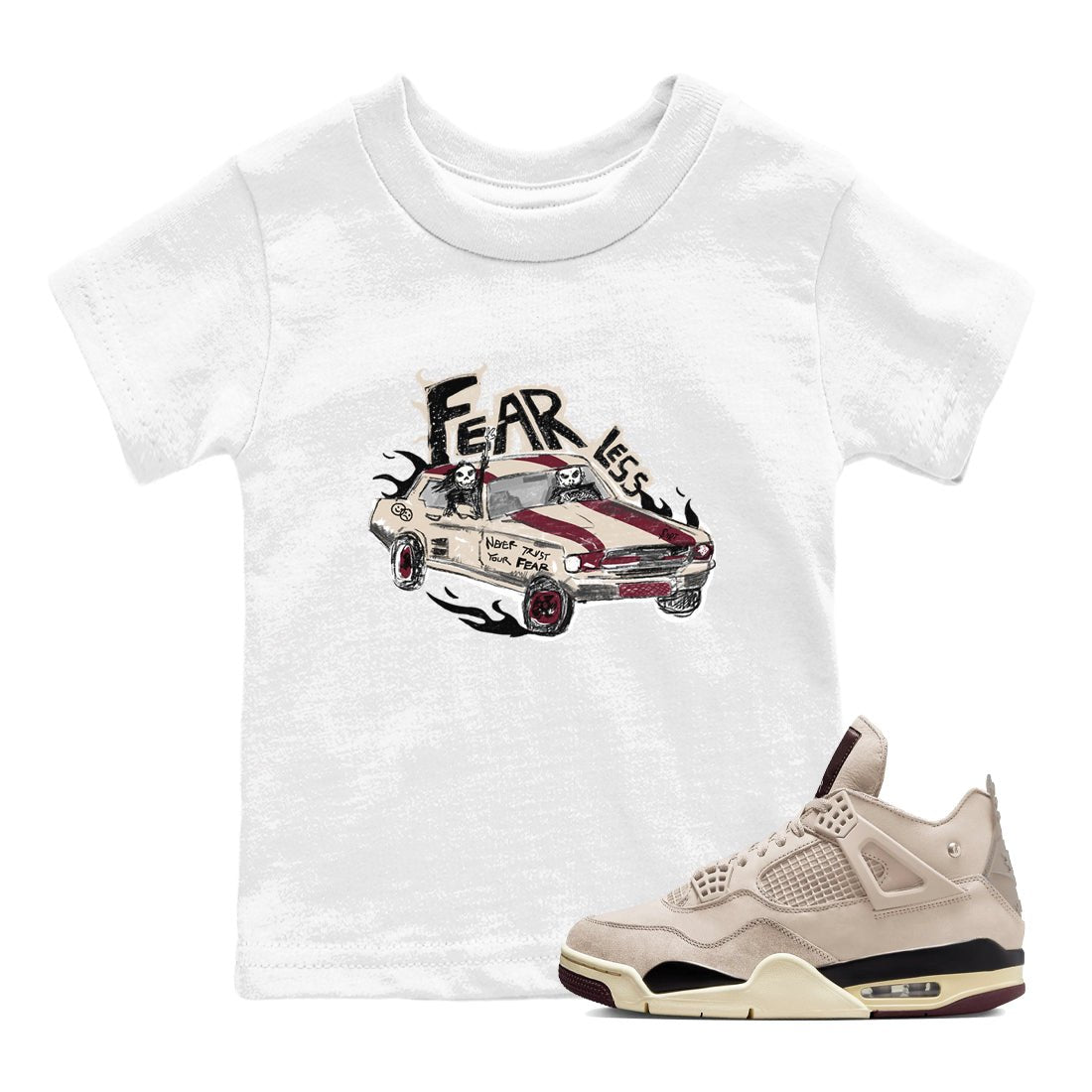 4s A Ma Maniere x Fossil Stone shirts to match jordans Fearless Car sneaker match tees 4s A Ma Maniere x Fossil Stone match shoes to clothes SNRT Sneaker Tees Youth Baby White 1 tee