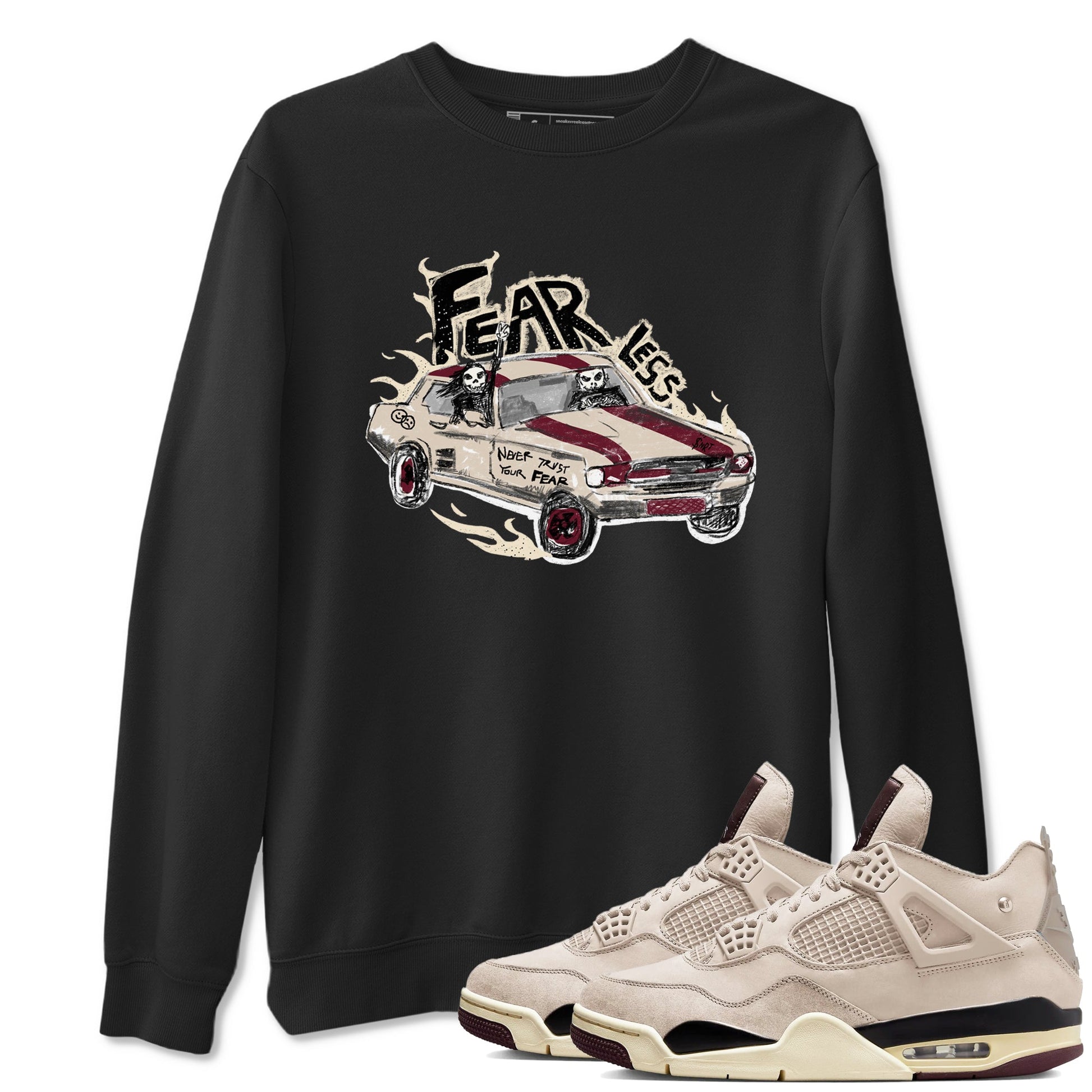 4s A Ma Maniere x Fossil Stone shirts to match jordans Fearless Car sneaker match tees 4s A Ma Maniere x Fossil Stone match shoes to clothes SNRT Sneaker Tees unisex cotton Black 1 shirts