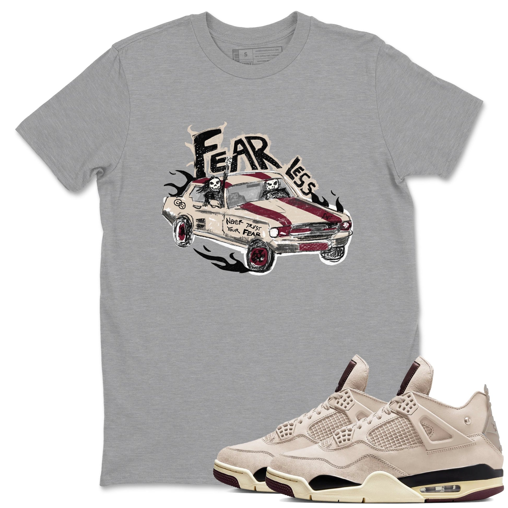 4s A Ma Maniere x Fossil Stone shirts to match jordans Fearless Car sneaker match tees 4s A Ma Maniere x Fossil Stone match shoes to clothes SNRT Sneaker Tees unisex cotton Heather Grey 1 shirts