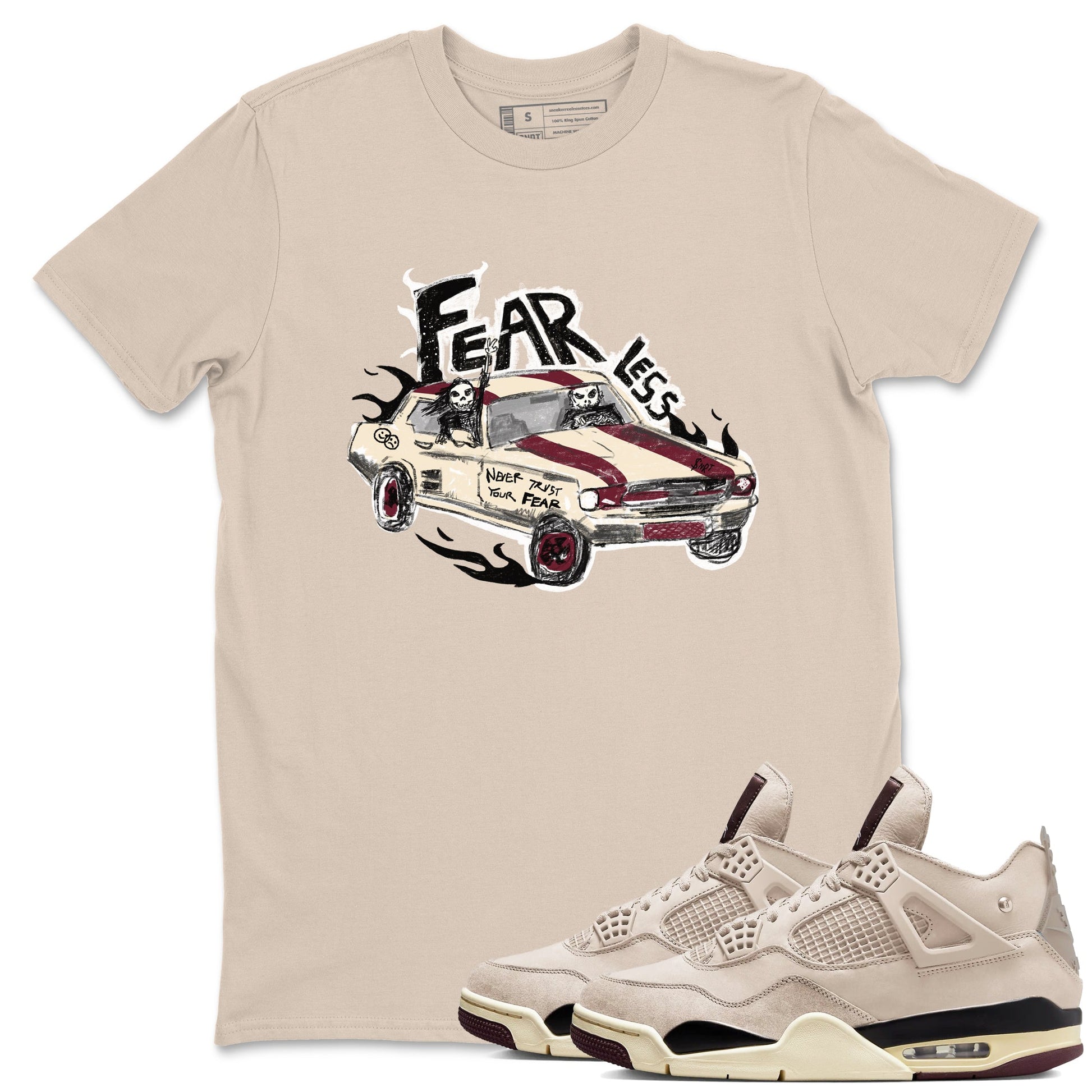 4s A Ma Maniere x Fossil Stone shirts to match jordans Fearless Car sneaker match tees 4s A Ma Maniere x Fossil Stone match shoes to clothes SNRT Sneaker Tees unisex cotton Sand 1 shirts