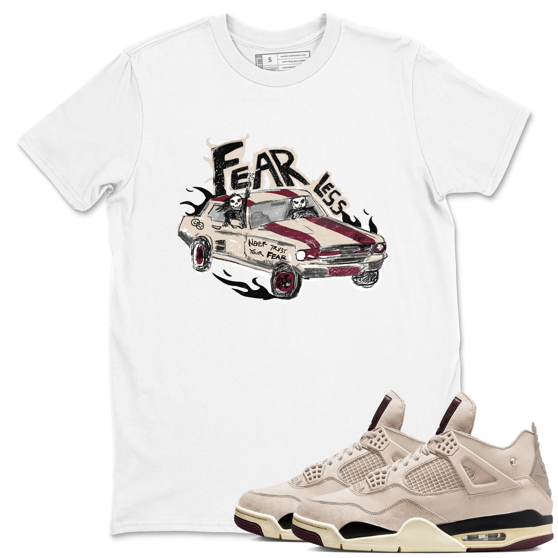 4s A Ma Maniere x Fossil Stone shirts to match jordans Fearless Car sneaker match tees 4s A Ma Maniere x Fossil Stone match shoes to clothes SNRT Sneaker Tees unisex cotton White 1 shirts