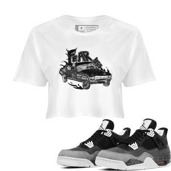 4s Fear shirts to match jordans Fearless Car sneaker match tees Air Jordan 4 Retro Fear match shoes to clothes SNRT Sneaker Tees unisex cotton White 1 crop tee