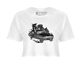 4s Fear shirts to match jordans Fearless Car sneaker match tees Air Jordan 4 Retro Fear match shoes to clothes SNRT Sneaker Tees unisex cotton White 2 crop tee