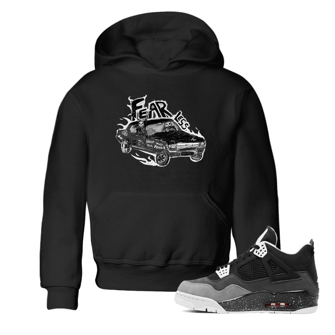 4s Fear shirts to match jordans Fearless Car sneaker match tees Air Jordan 4 Retro Fear match shoes to clothes SNRT Sneaker Tees Youth Baby Black 1 tee