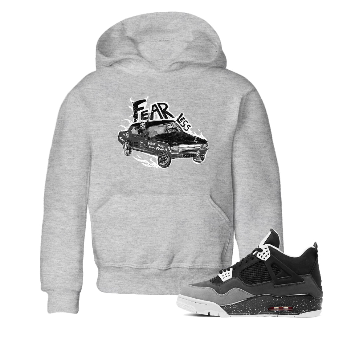 4s Fear shirts to match jordans Fearless Car sneaker match tees Air Jordan 4 Retro Fear match shoes to clothes SNRT Sneaker Tees Youth Baby Heather Grey 1 tee