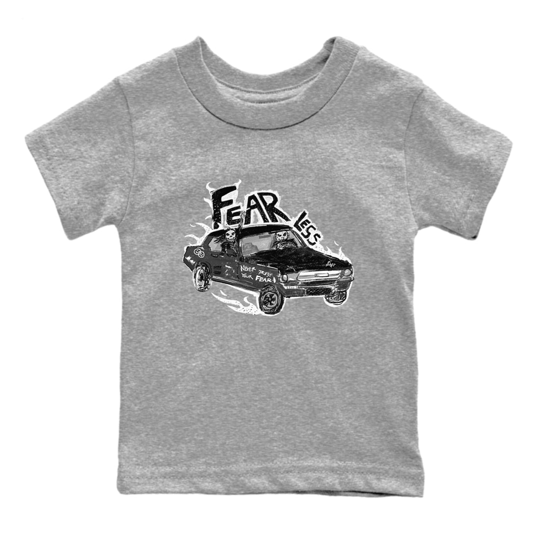 4s Fear shirts to match jordans Fearless Car sneaker match tees Air Jordan 4 Retro Fear match shoes to clothes SNRT Sneaker Tees Youth Baby Heather Grey 2 tee