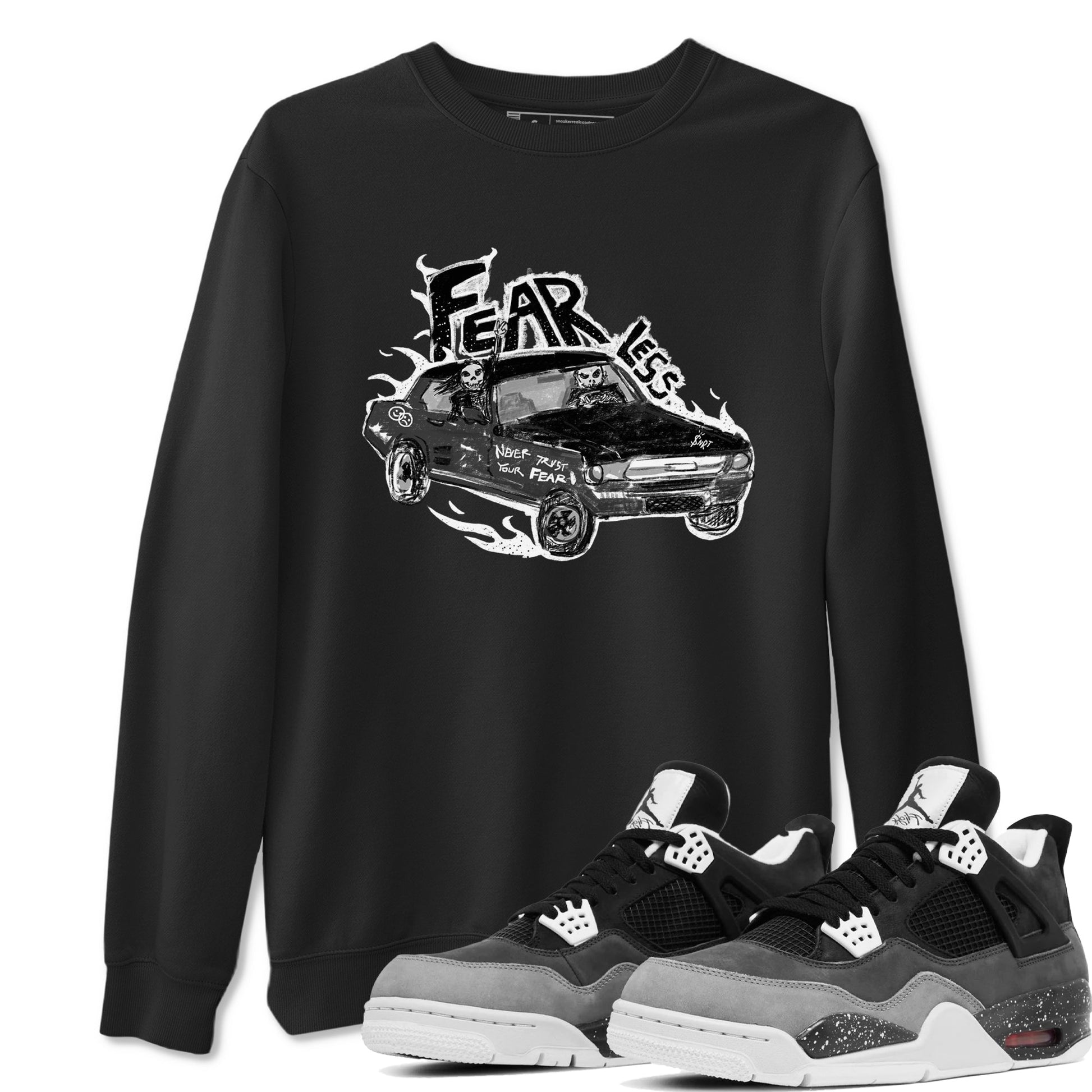 4s Fear shirts to match jordans Fearless Car sneaker match tees Air Jordan 4 Retro Fear match shoes to clothes SNRT Sneaker Tees unisex cotton Black 1 shirts