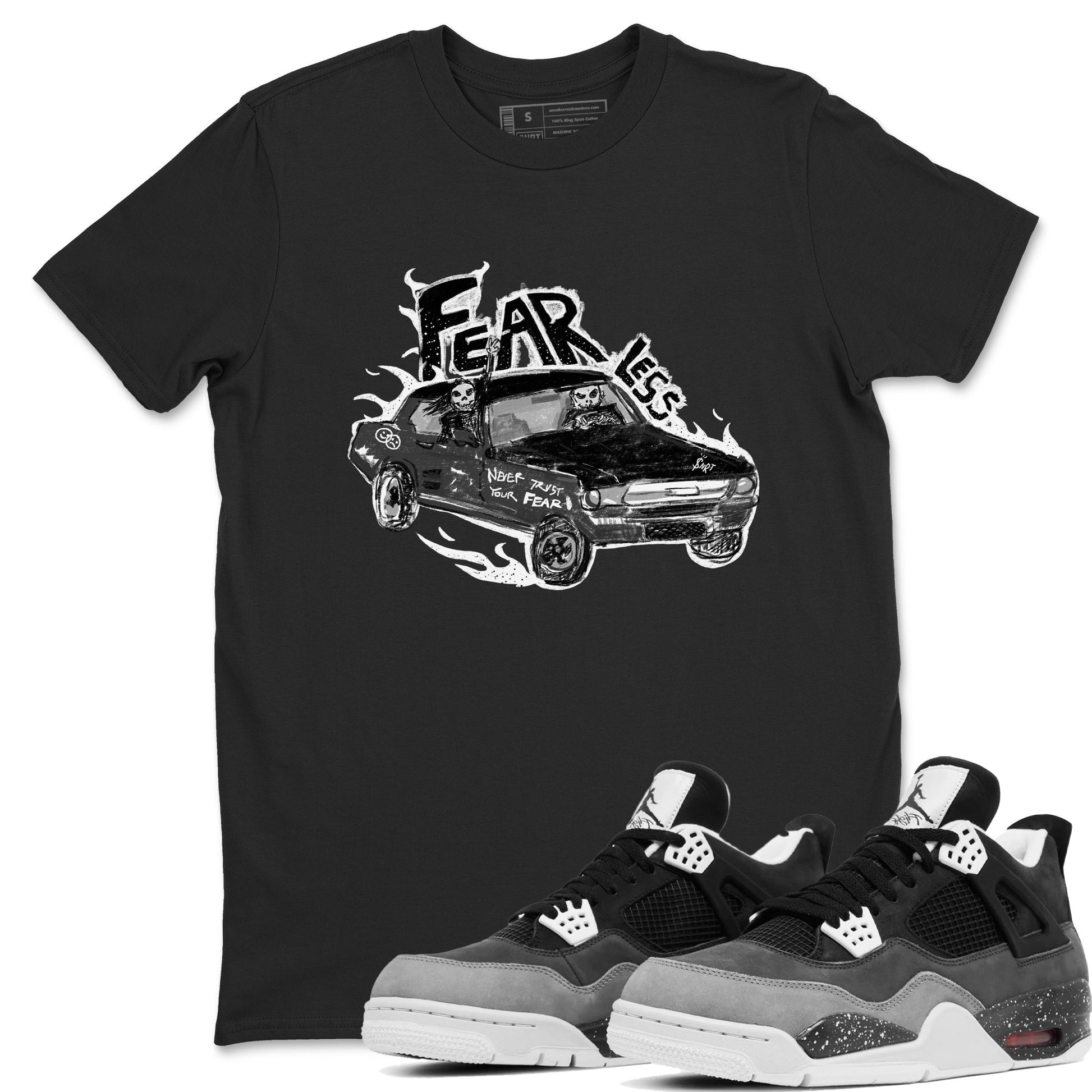 4s Fear shirts to match jordans Fearless Car sneaker match tees Air Jordan 4 Retro Fear match shoes to clothes SNRT Sneaker Tees unisex cotton Black 1 shirts