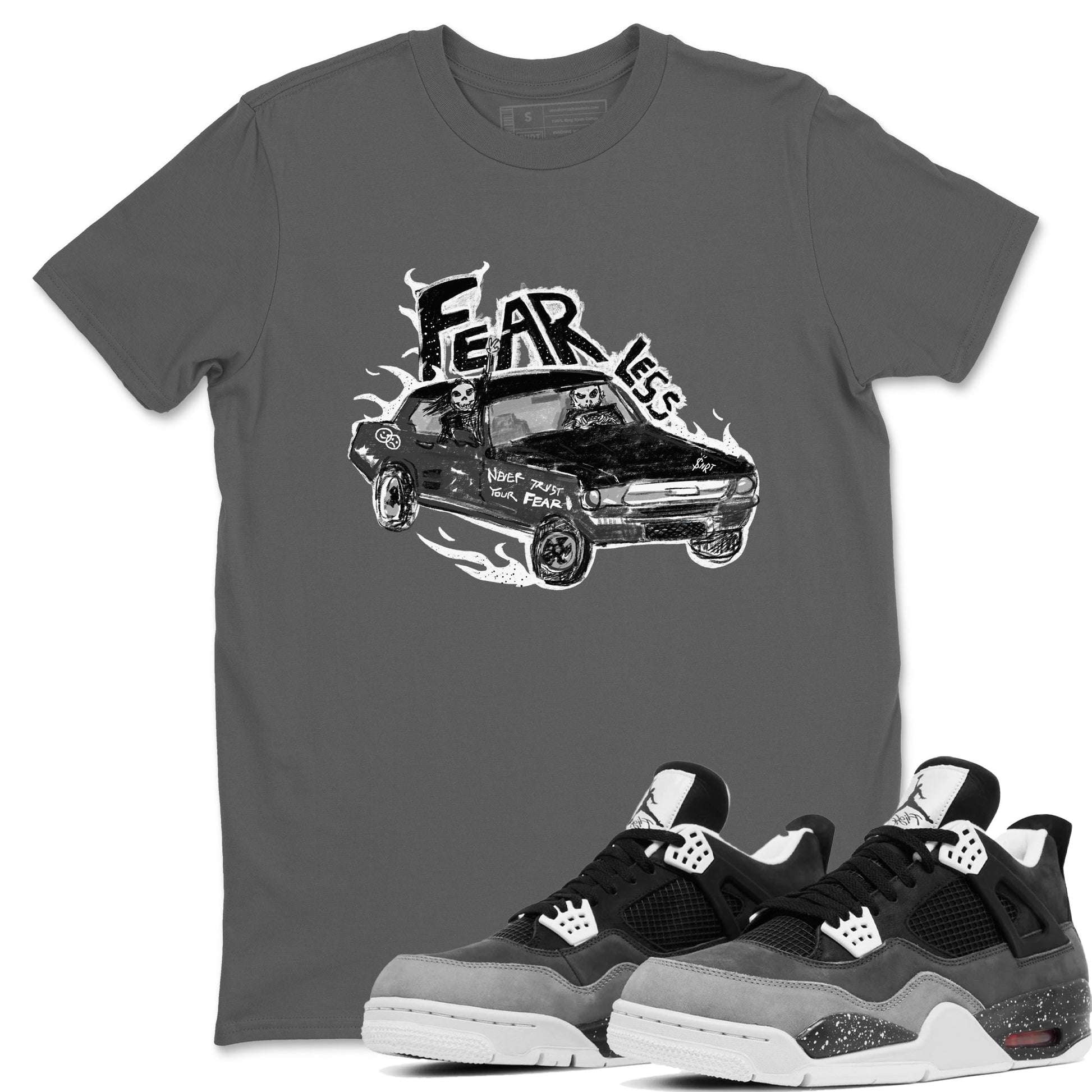 4s Fear shirts to match jordans Fearless Car sneaker match tees Air Jordan 4 Retro Fear match shoes to clothes SNRT Sneaker Tees unisex cotton Cool Grey 1 shirts