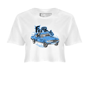 4s Military Blue shirt to match jordans Fearless Car sneaker tees Air Jordan 4 Military Blue SNRT Sneaker Release Tees White 2 crop length shirt