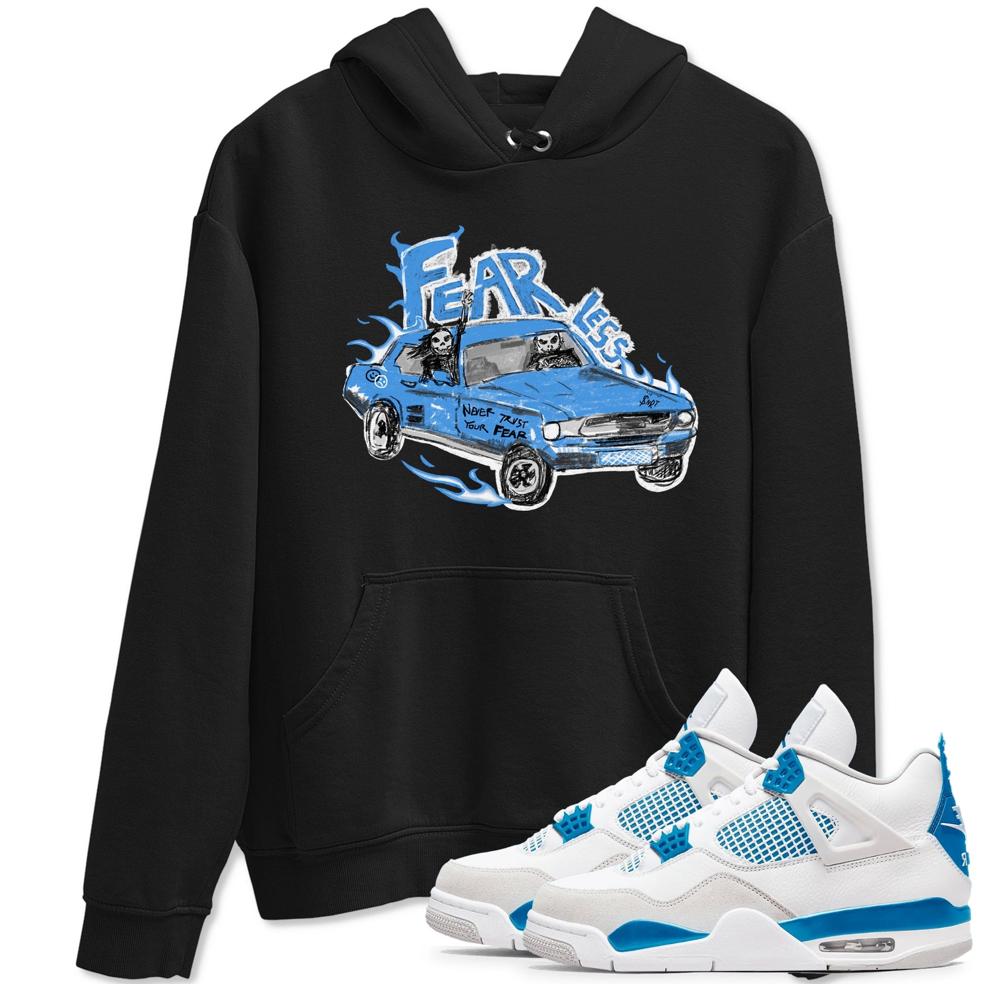 4s Military Blue shirt to match jordans Fearless Car sneaker tees Air Jordan 4 Military Blue SNRT Sneaker Release Tees unisex cotton Black 1 crew neck shirt