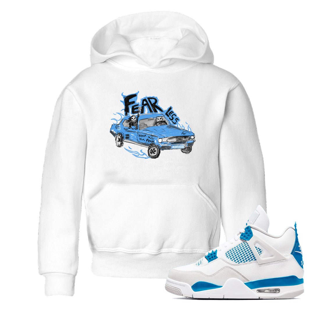 4s Military Blue shirt to match jordans Fearless Car sneaker tees Air Jordan 4 Military Blue SNRT sneaker release tees baby toddler White 1 cotton Shirt