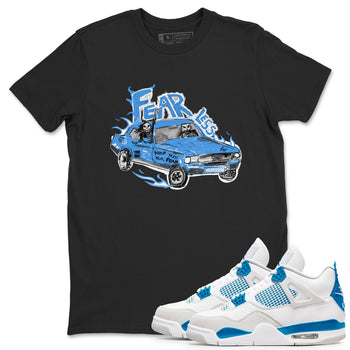 4s Military Blue shirt to match jordans Fearless Car sneaker tees Air Jordan 4 Military Blue SNRT Sneaker Release Tees unisex cotton Black 1 crew neck shirt