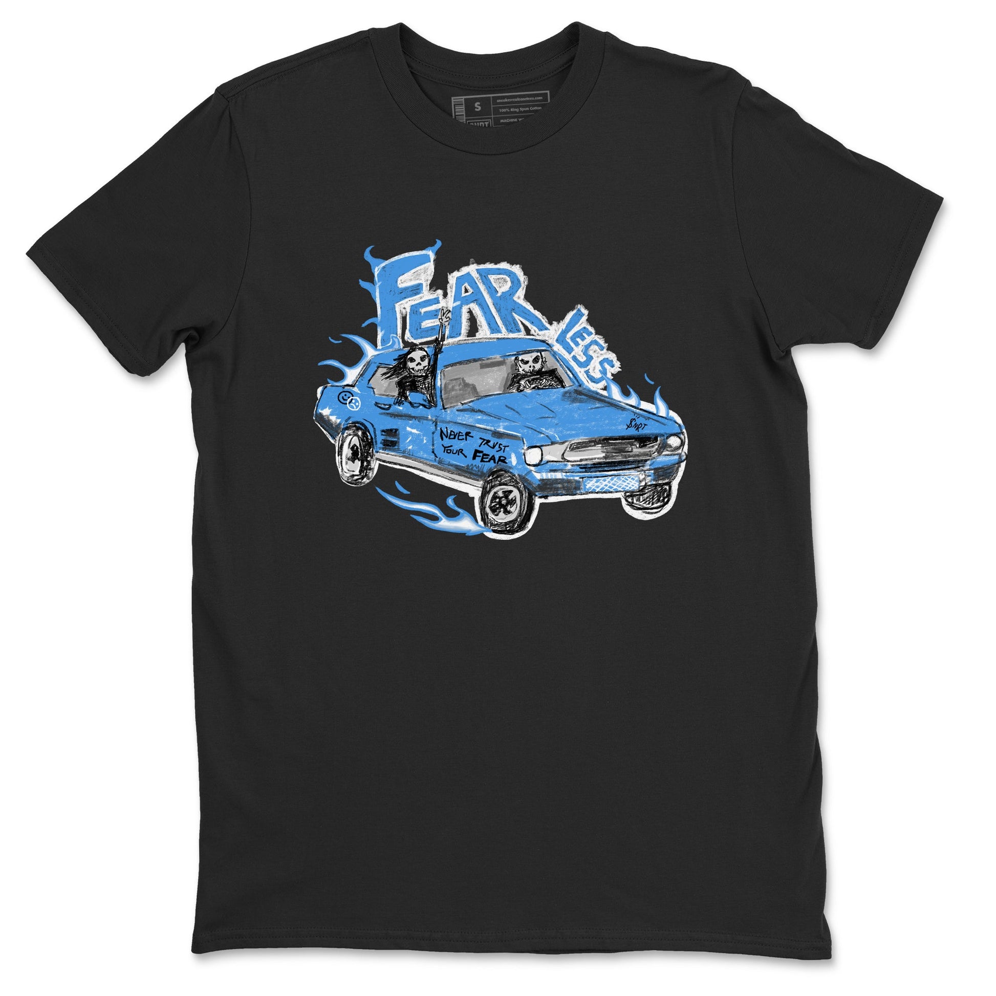 4s Military Blue shirt to match jordans Fearless Car sneaker tees Air Jordan 4 Military Blue SNRT Sneaker Release Tees unisex cotton Black 2 crew neck shirt