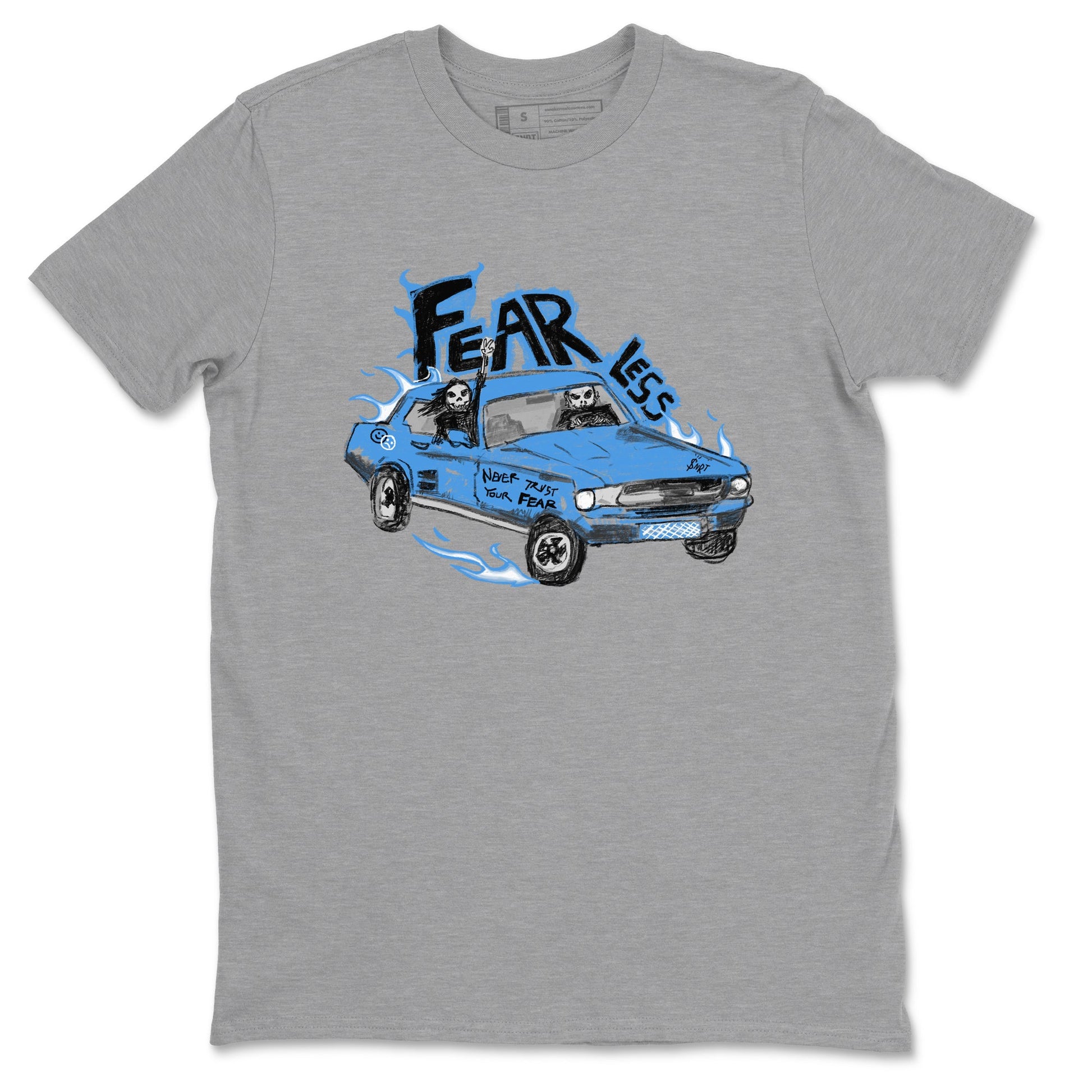 4s Military Blue shirt to match jordans Fearless Car sneaker tees Air Jordan 4 Military Blue SNRT Sneaker Release Tees unisex cotton Heather Grey 2 crew neck shirt