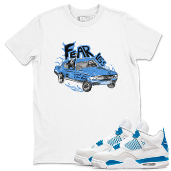 4s Military Blue shirt to match jordans Fearless Car sneaker tees Air Jordan 4 Military Blue SNRT Sneaker Release Tees unisex cotton White 1 crew neck shirt