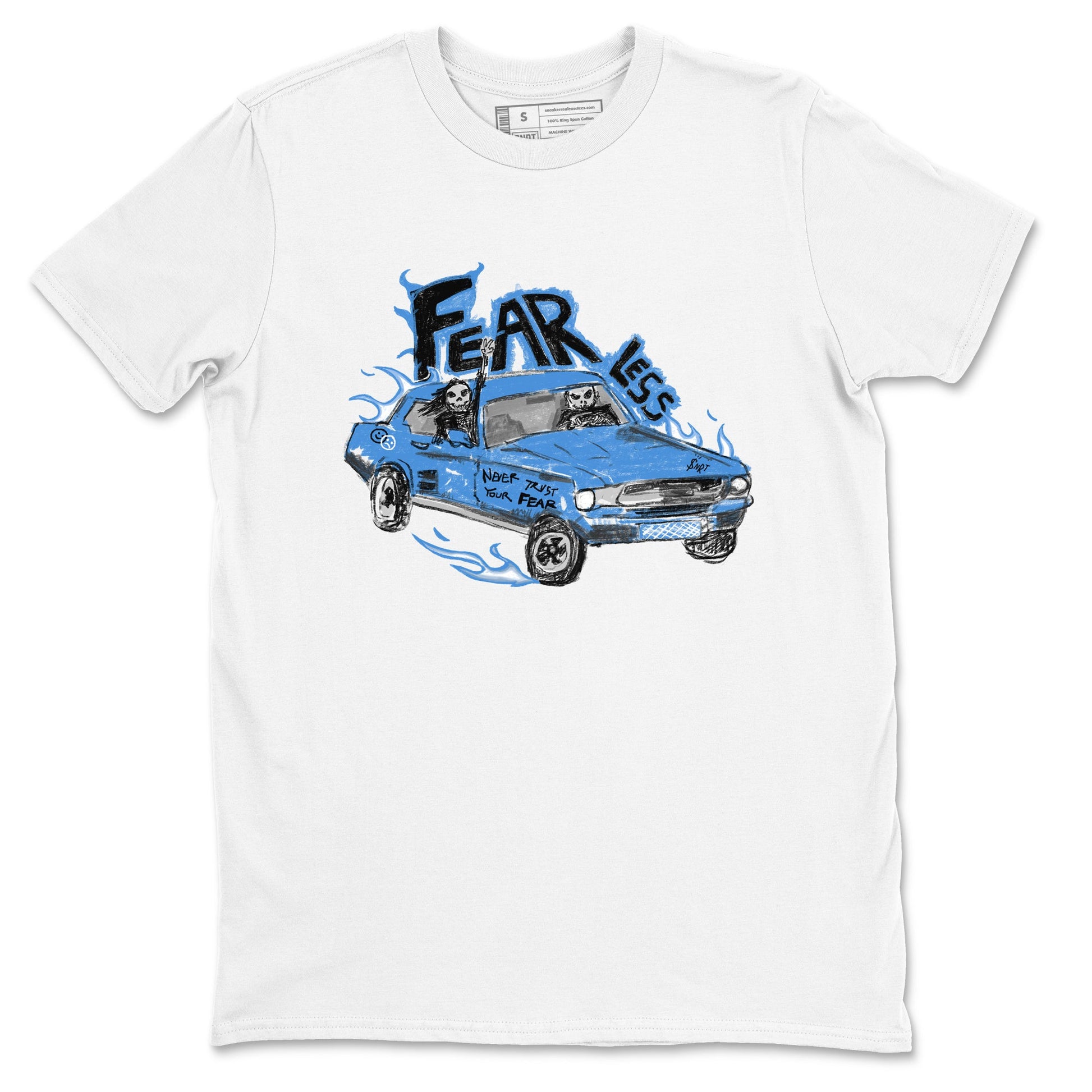 4s Military Blue shirt to match jordans Fearless Car sneaker tees Air Jordan 4 Military Blue SNRT Sneaker Release Tees unisex cotton White 2 crew neck shirt